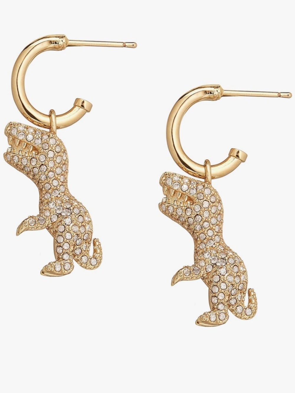 Coach Gold PavΓ© Dinosaur Hoop Earrings - Women Jewelry